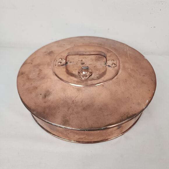 Vintage Swedish Copper Pan 9" Round Lidded Handle Vented Bergelin Kopparslagare - Picture 5 of 10